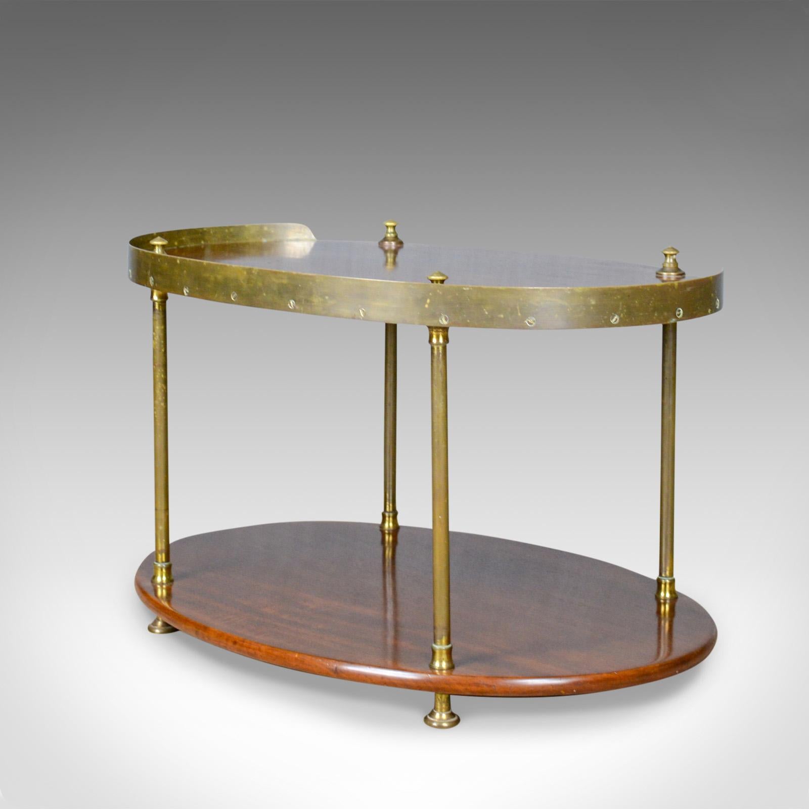 Antique Ship's Table, English, Mahogany, Brass, Two-Tier, Edwardian, circa 1910 In Good Condition In Hele, Devon, GB