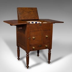 Antique Ship's Wash Stand, English, Drop Flap Nightstand, Victorian, Circa 1850