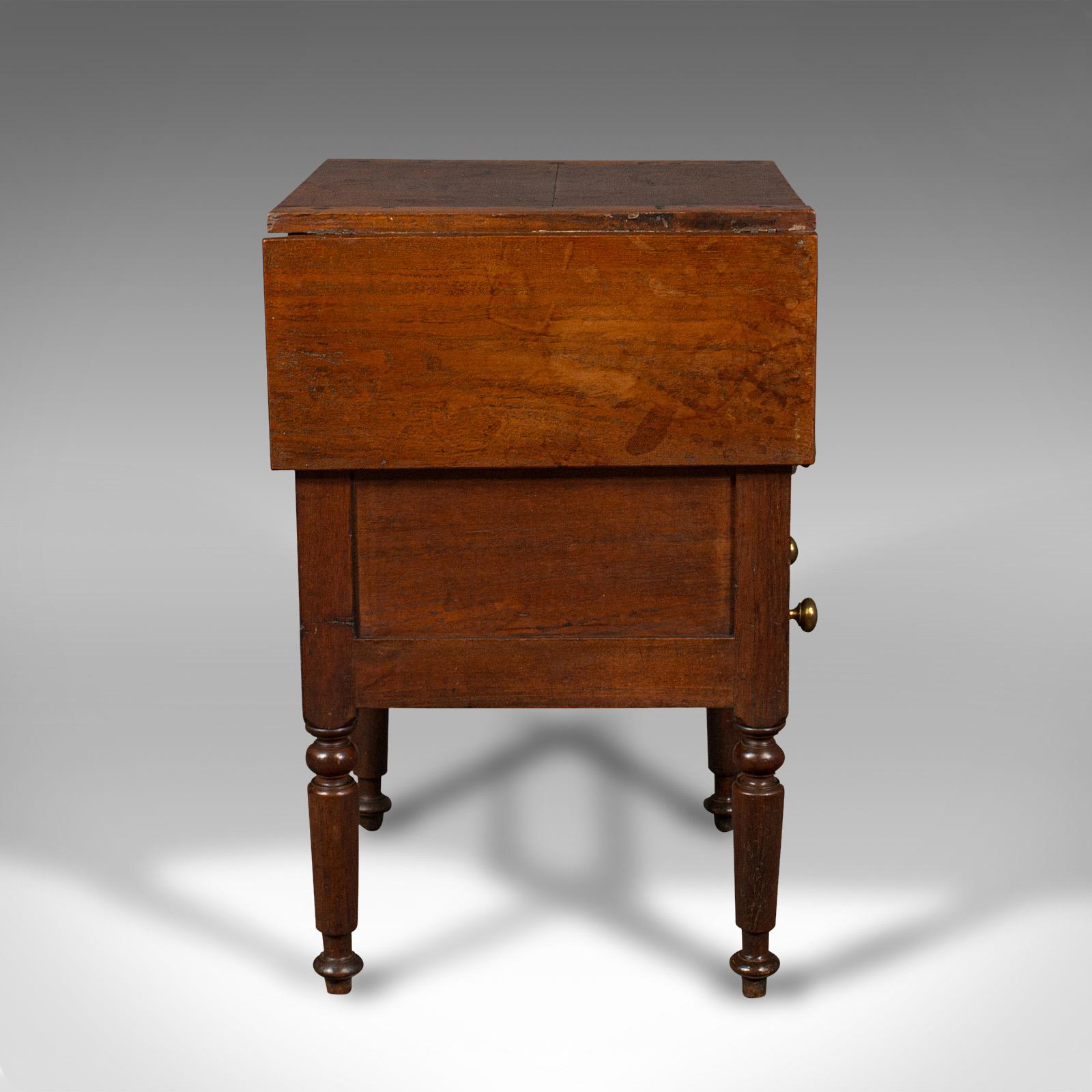 Antique Ship's Wash Stand, English, Drop Flap Nightstand, Victorian, Circa 1850 In Good Condition For Sale In Hele, Devon, GB