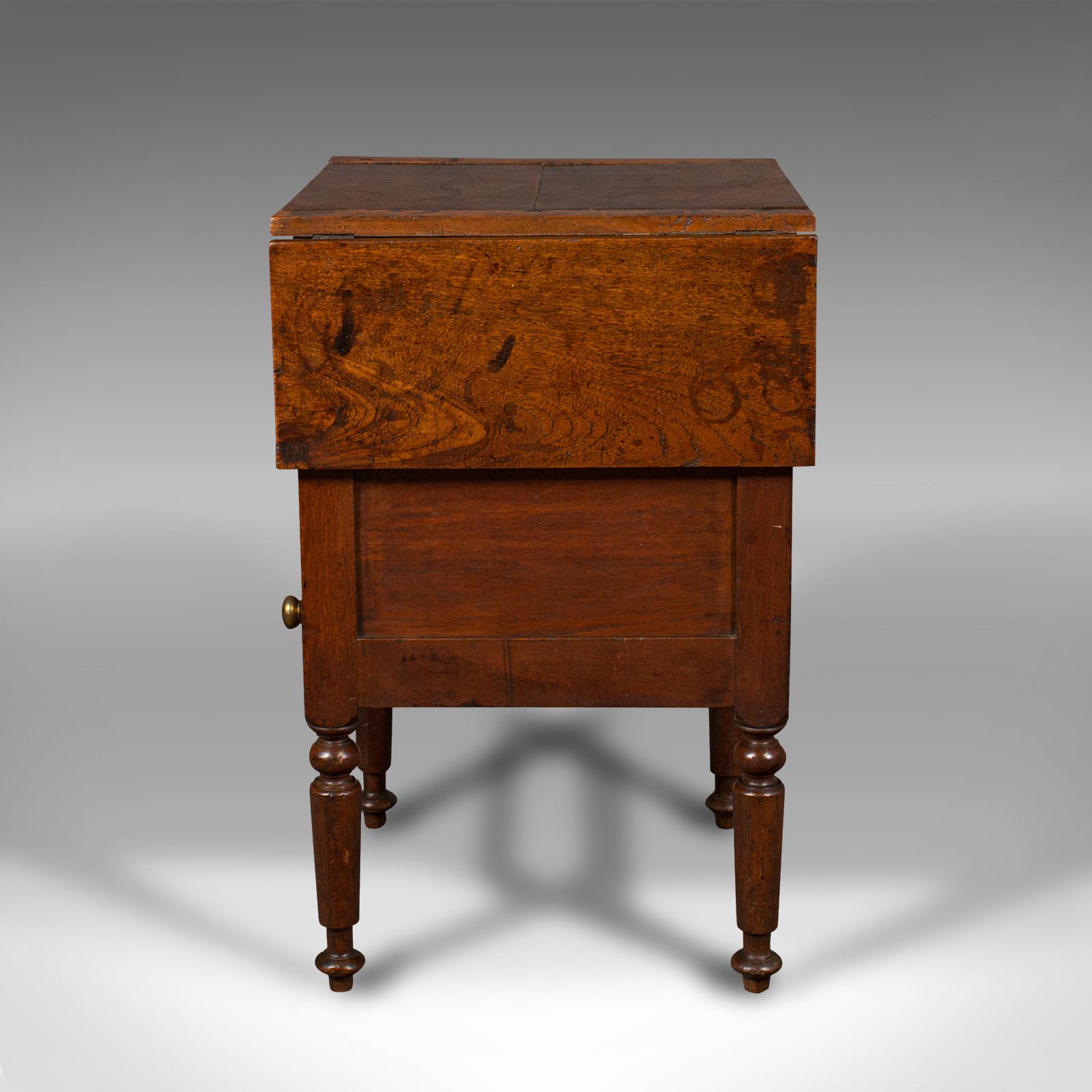 19th Century Antique Ship's Wash Stand, English, Drop Flap Nightstand, Victorian, Circa 1850 For Sale