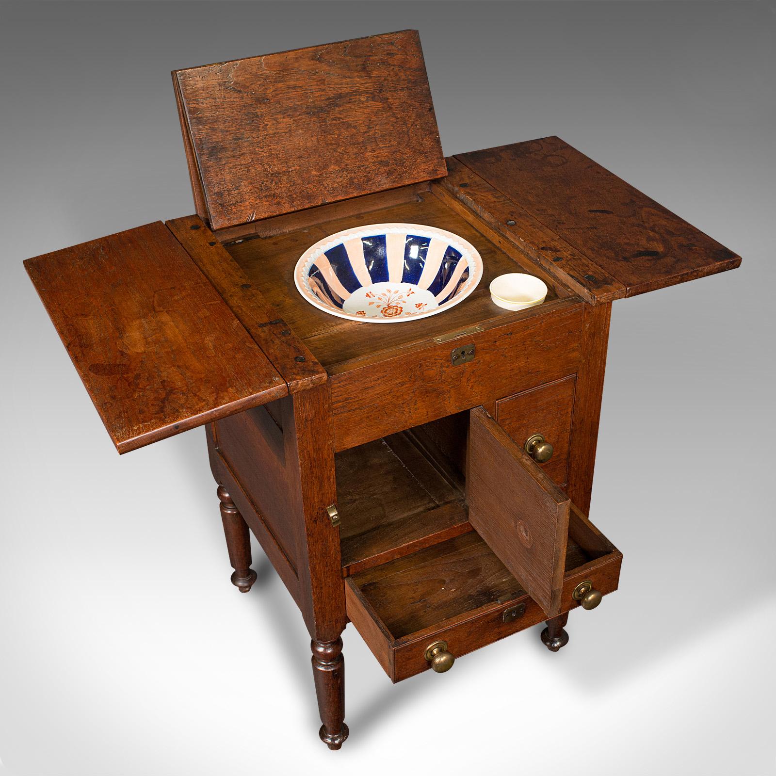 Bois Antique lave-mains de bateau, anglais, table de nuit à abattant, victorien, Circa 1850 en vente
