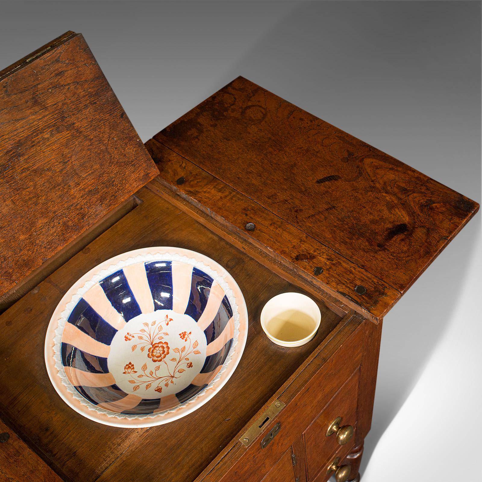 Antique lave-mains de bateau, anglais, table de nuit à abattant, victorien, Circa 1850 en vente 1