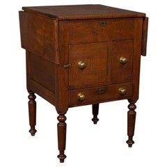 Antique Ship's Wash Stand, English, Drop Flap Nightstand, Victorian, Circa 1850