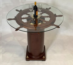Antique Ships Wheel and Binnacle Table