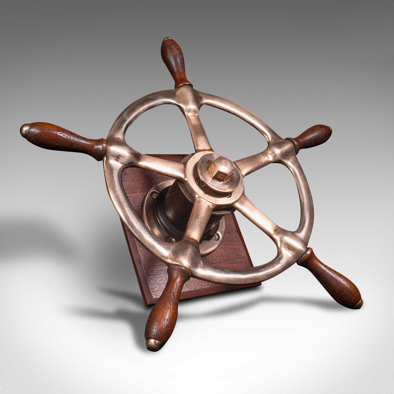 Mid-Century Ship's Wheel, English, Bronze, Decorative Maritime Helm 4