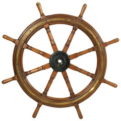 Antique Ships Wheel, Teak Helm Wheel