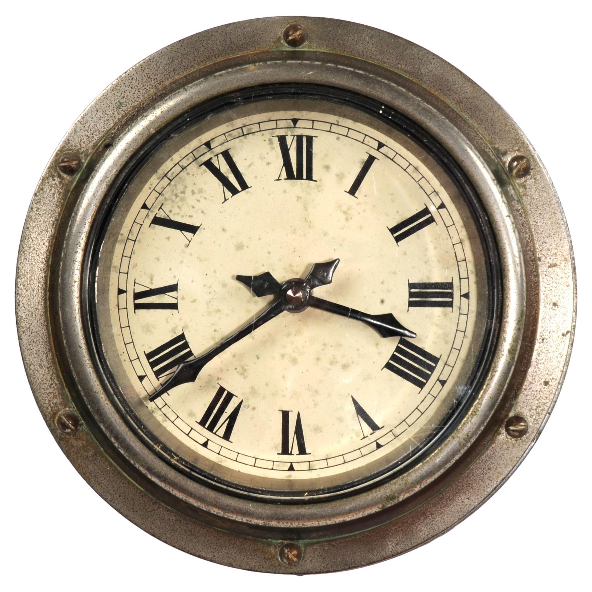 Antique Ships Yacht Marine Heavy Bronze Bulkhead Wall Clock Fully Working For Sale