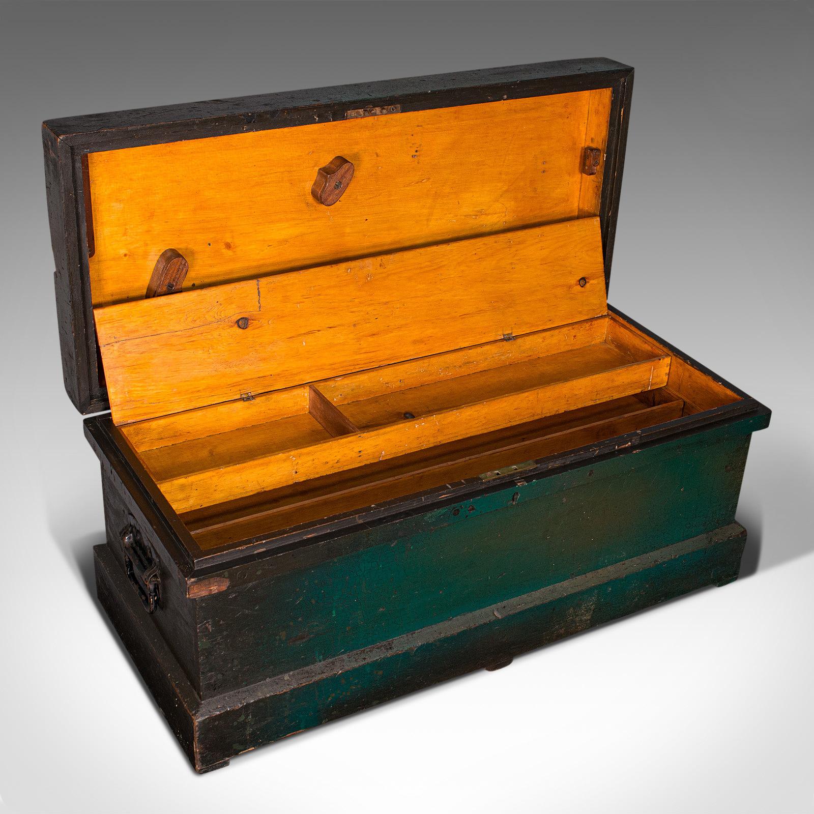 Pine Antique Shipwright's Chest, English, Craftsman's Tool Trunk, Victorian, C.1900