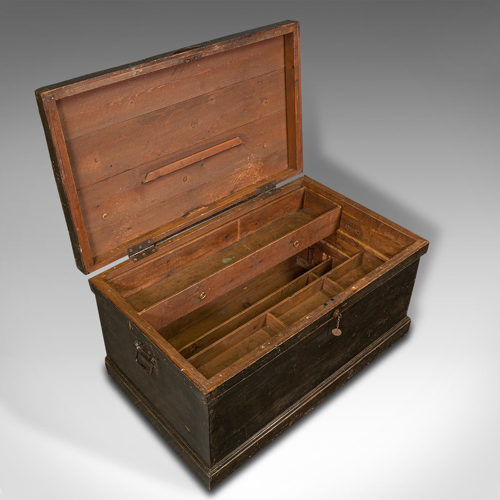 Antique Shipwright's Chest, English, Pine, Maritime, Tool Trunk, Victorian, 1900 3
