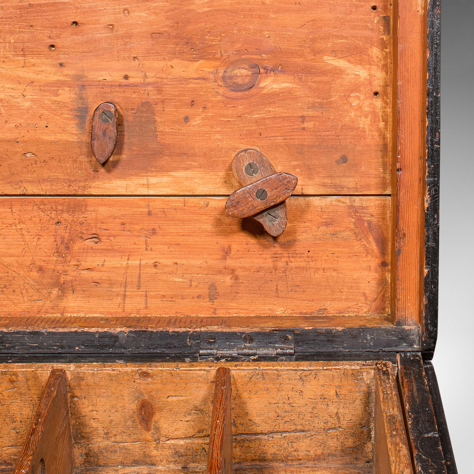 Antique Shipwright’s Tool Chest, English, Ebonised, Workman’s Trunk, Victorian For Sale 5
