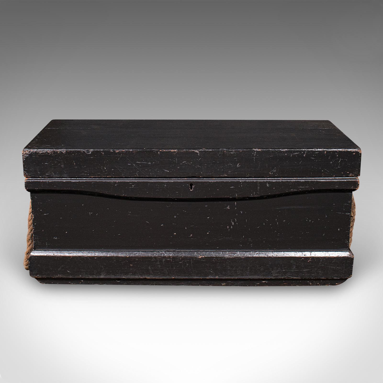 British Antique Shipwright’s Tool Chest, English, Ebonised, Workman’s Trunk, Victorian For Sale