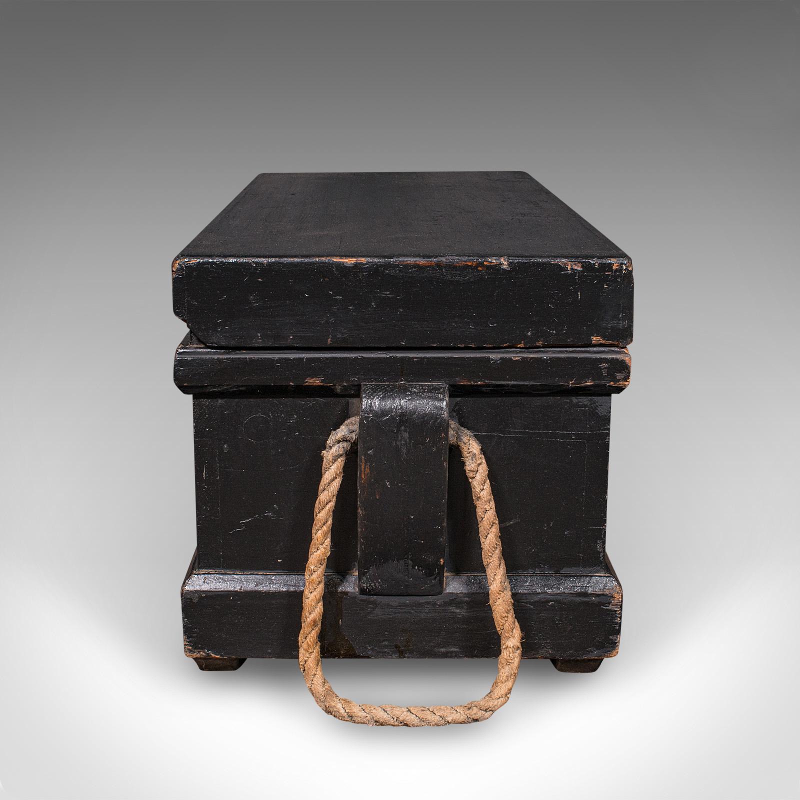 Antique Shipwright’s Tool Chest, English, Ebonised, Workman’s Trunk, Victorian In Good Condition For Sale In Hele, Devon, GB