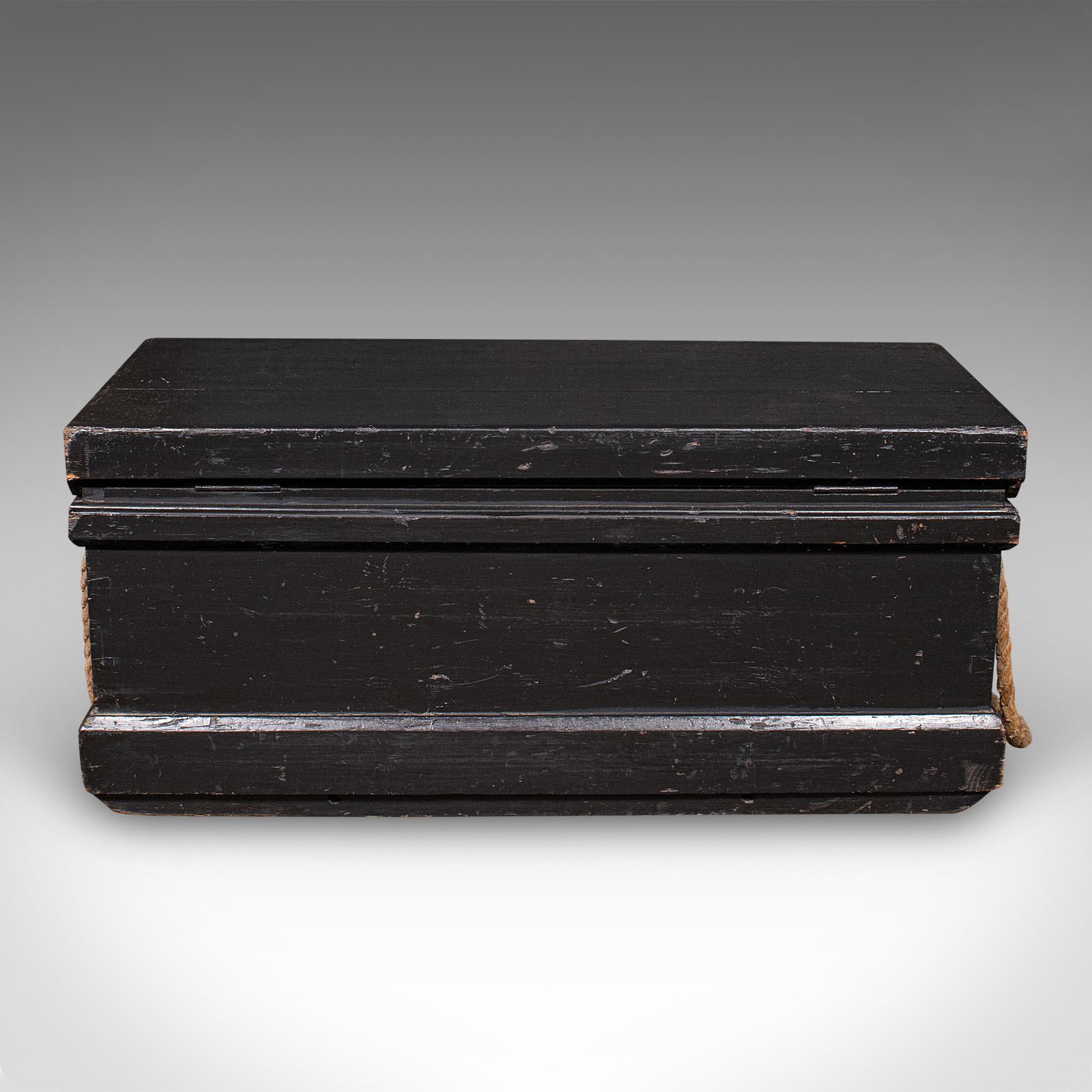 Late 19th Century Antique Shipwright’s Tool Chest, English, Ebonised, Workman’s Trunk, Victorian For Sale