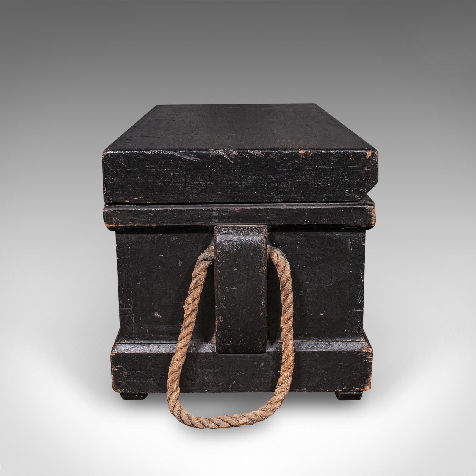 Pine Antique Shipwright’s Tool Chest, English, Ebonised, Workman’s Trunk, Victorian For Sale