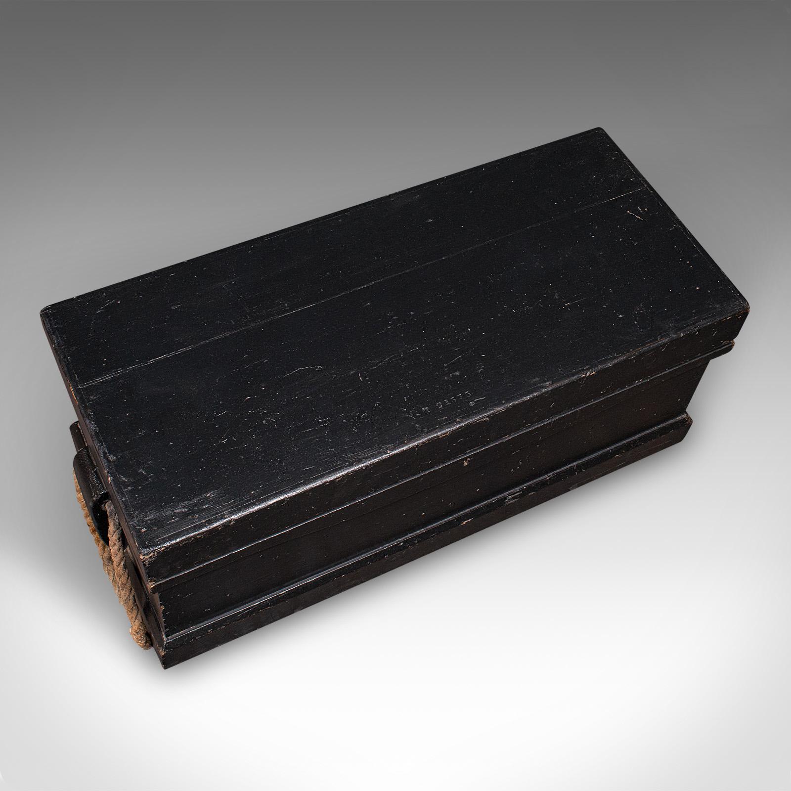 Antique Shipwright’s Tool Chest, English, Ebonised, Workman’s Trunk, Victorian For Sale 1