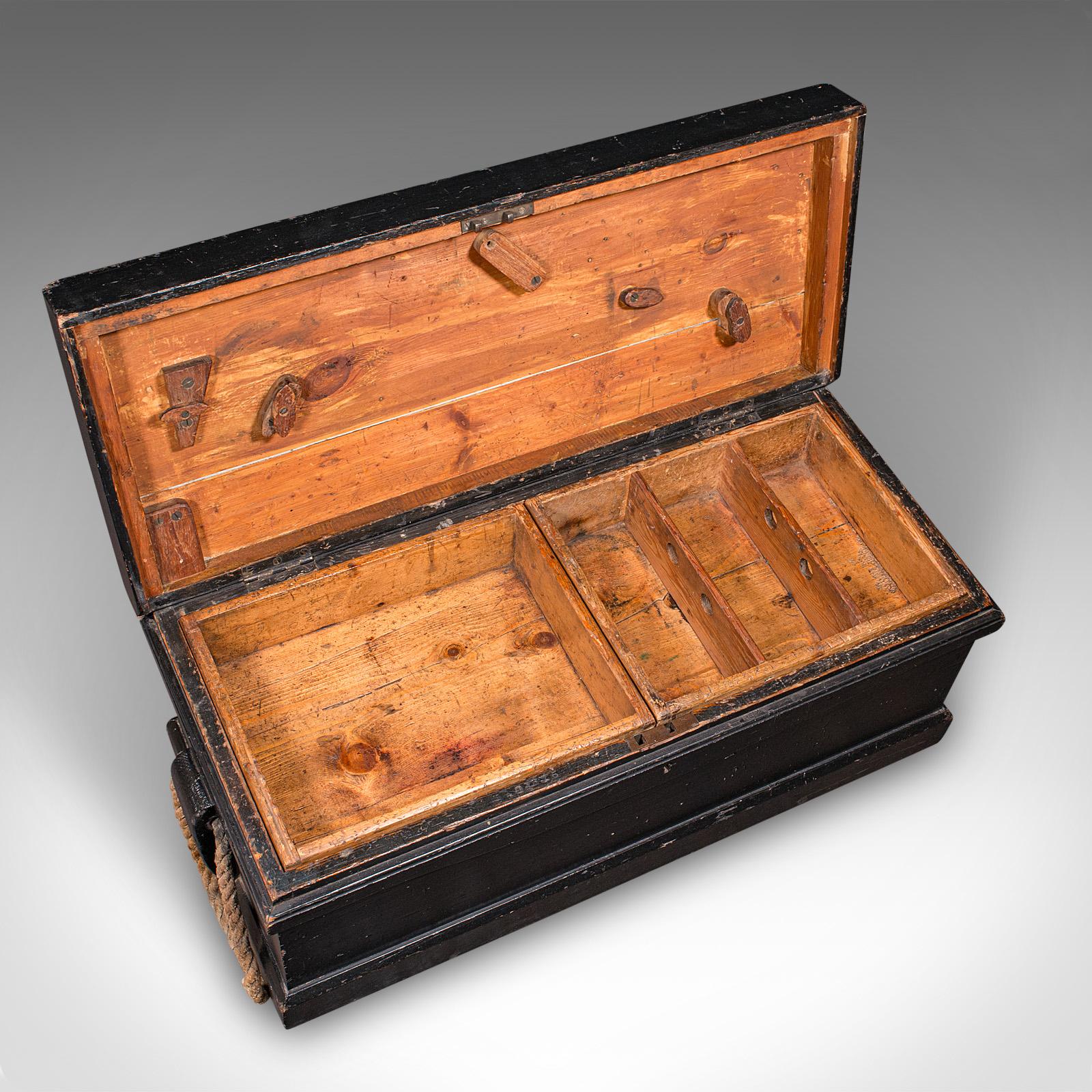 Antique Shipwright’s Tool Chest, English, Ebonised, Workman’s Trunk, Victorian For Sale 2