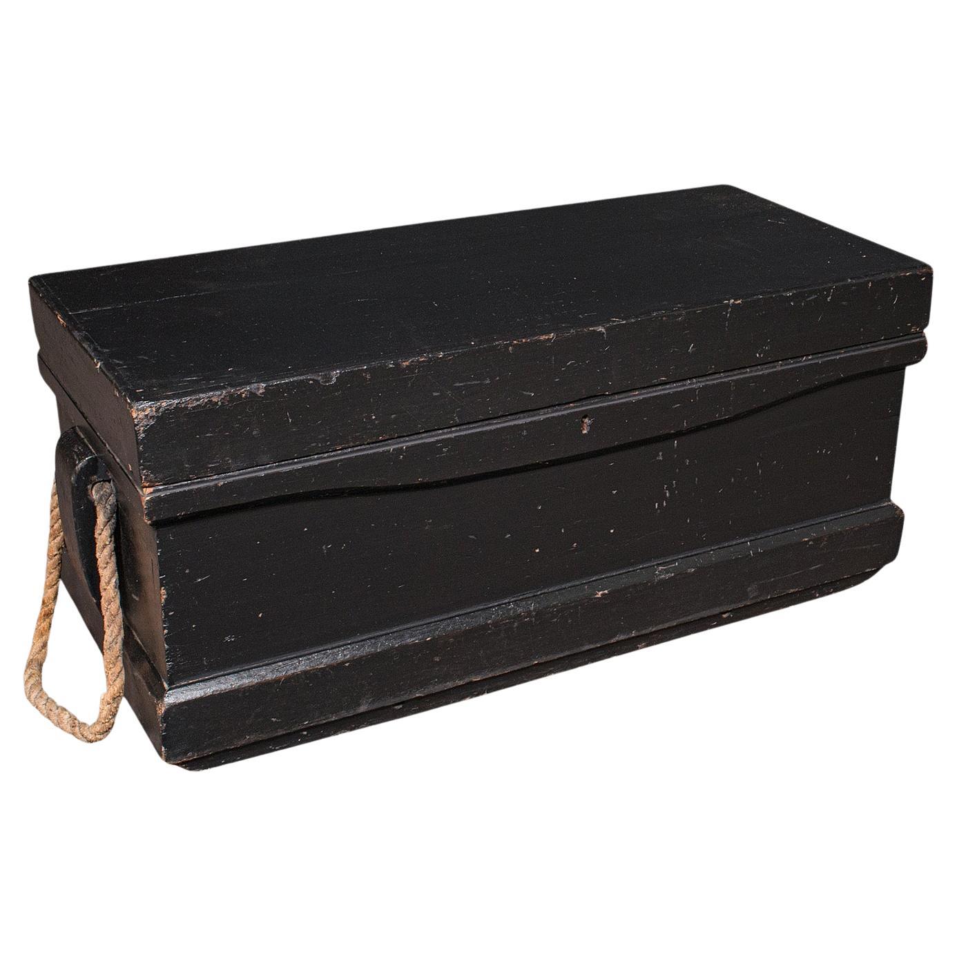 Antique Shipwright’s Tool Chest, English, Ebonised, Workman’s Trunk, Victorian For Sale