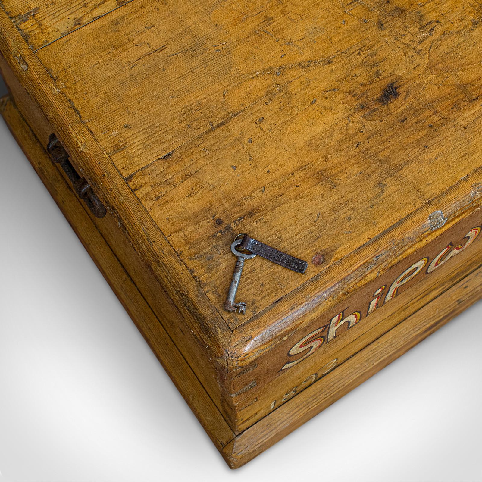 Antique Shipwright's Tool Chest, English, Pine, Merchant's, Trunk, circa 1870 4