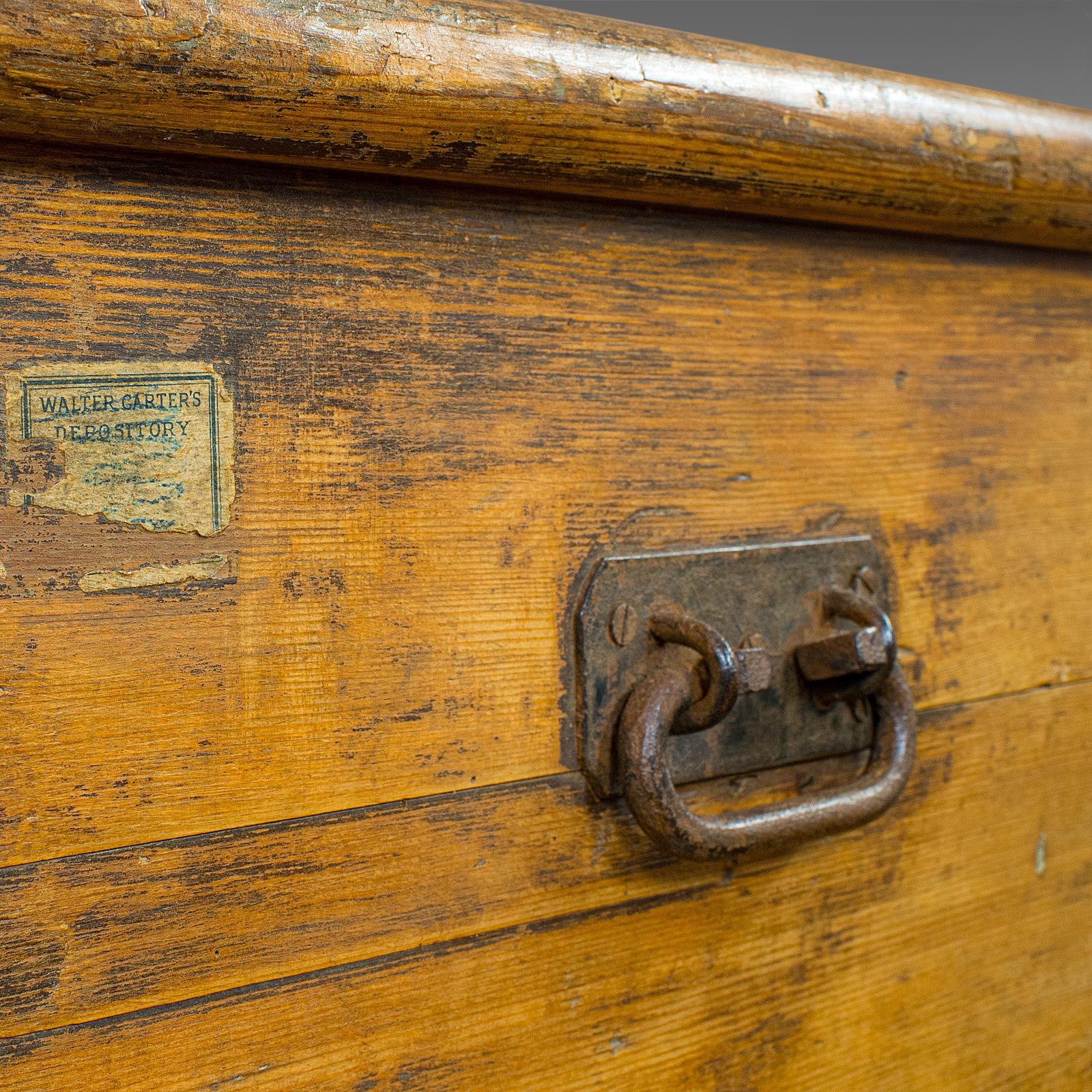 Antique Shipwright's Tool Chest, English, Pine, Merchant's, Trunk, circa 1870 6