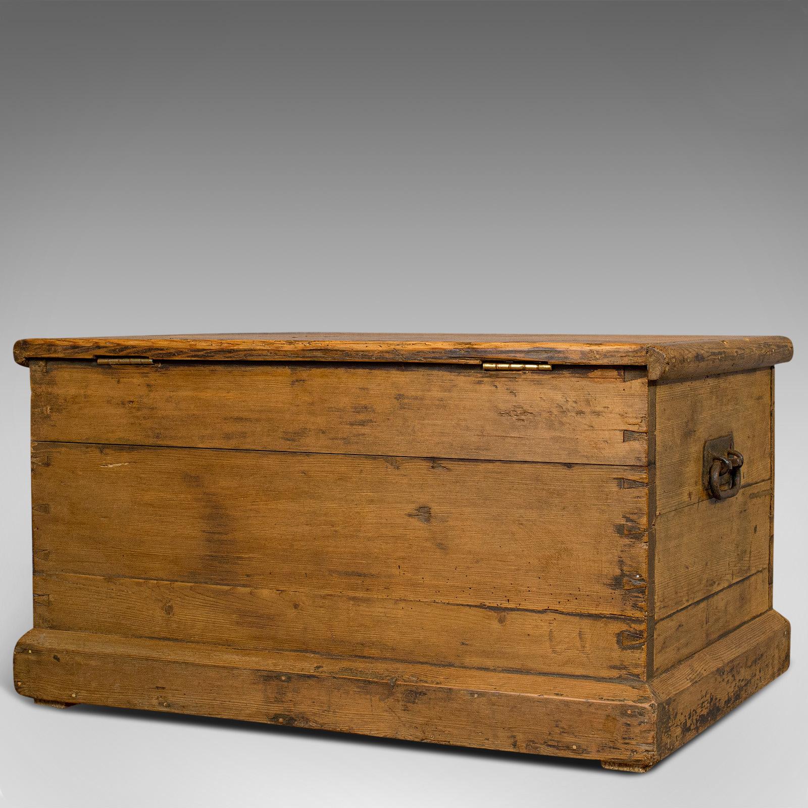 19th Century Antique Shipwright's Tool Chest, English, Pine, Merchant's, Trunk, circa 1870