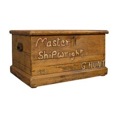 Antique Shipwright's Tool Chest, English, Pine, Merchant's, Trunk, circa 1870