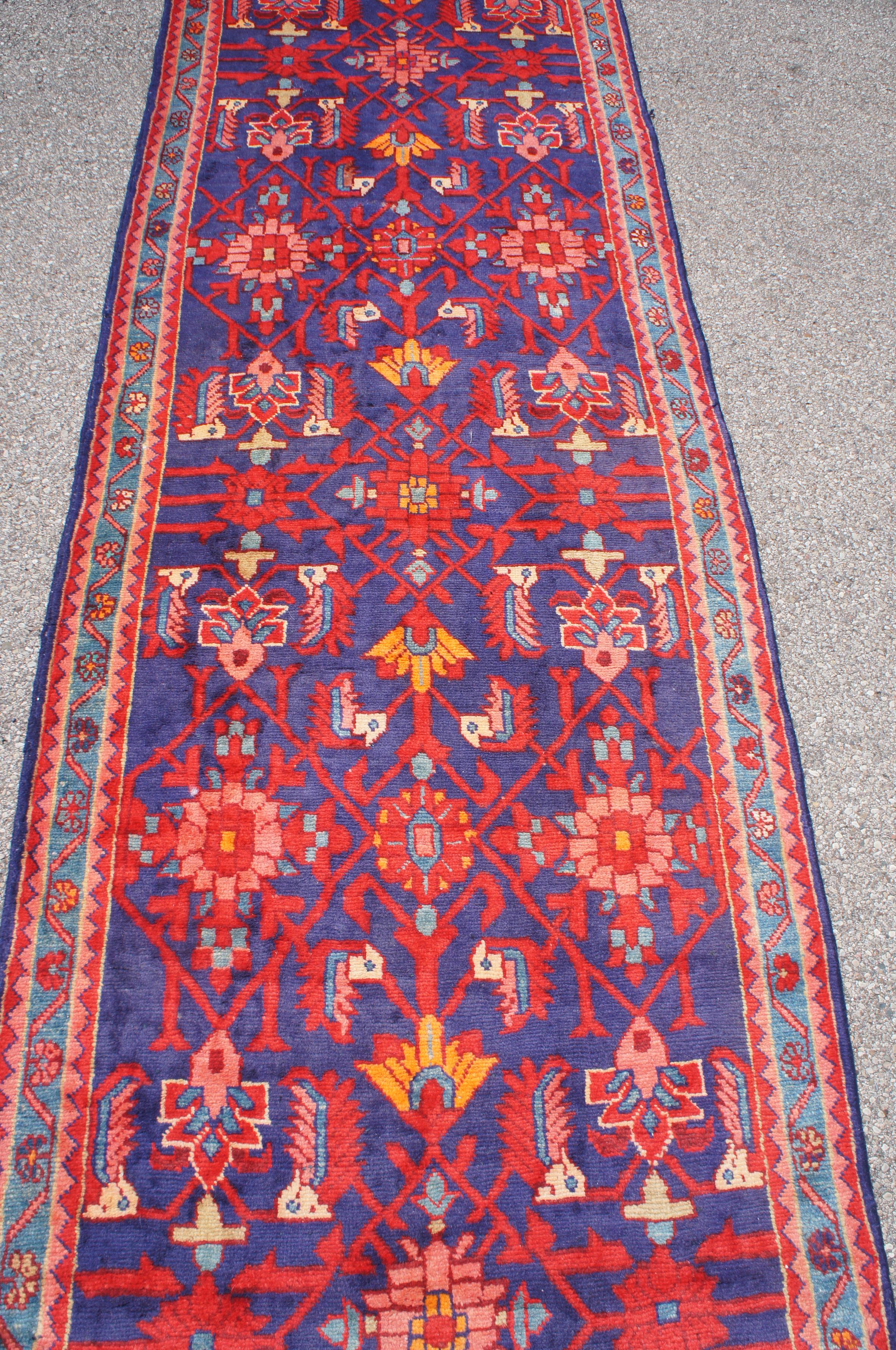 20th Century Antique Shiraz Lori Hand Knotted Geometric Rug Runner Persian Shahsavan