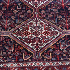 Antique Shiraz Persian Wool Area Rug With Figural Animal Pattern c1920