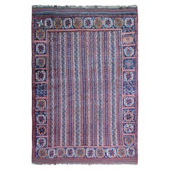Tappeto antico Shiraz da collezione Tappeto tribale Ganjeh Blu Geometrico 1890