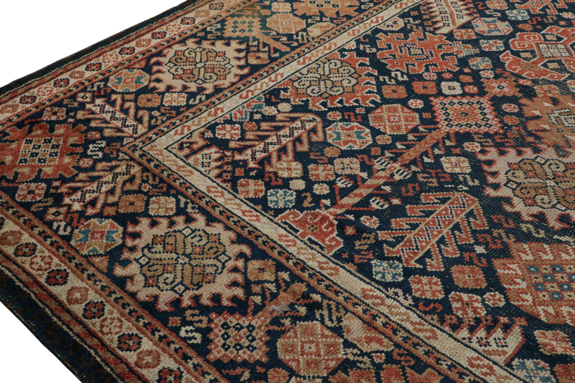 Early 20th Century Antique Shiraz-Style Voysey Rug in Blue with Floral Pattern For Sale