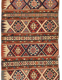 Antique Shirvan Caucasian Kilim Flat Weave Rug, circa 1880s-1900s