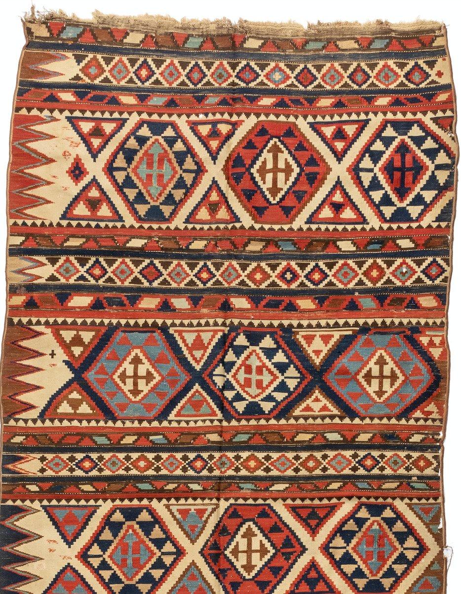 Hand-Woven Antique Shirvan Caucasian Kilim Flat Weave Rug, circa 1880s-1900s For Sale