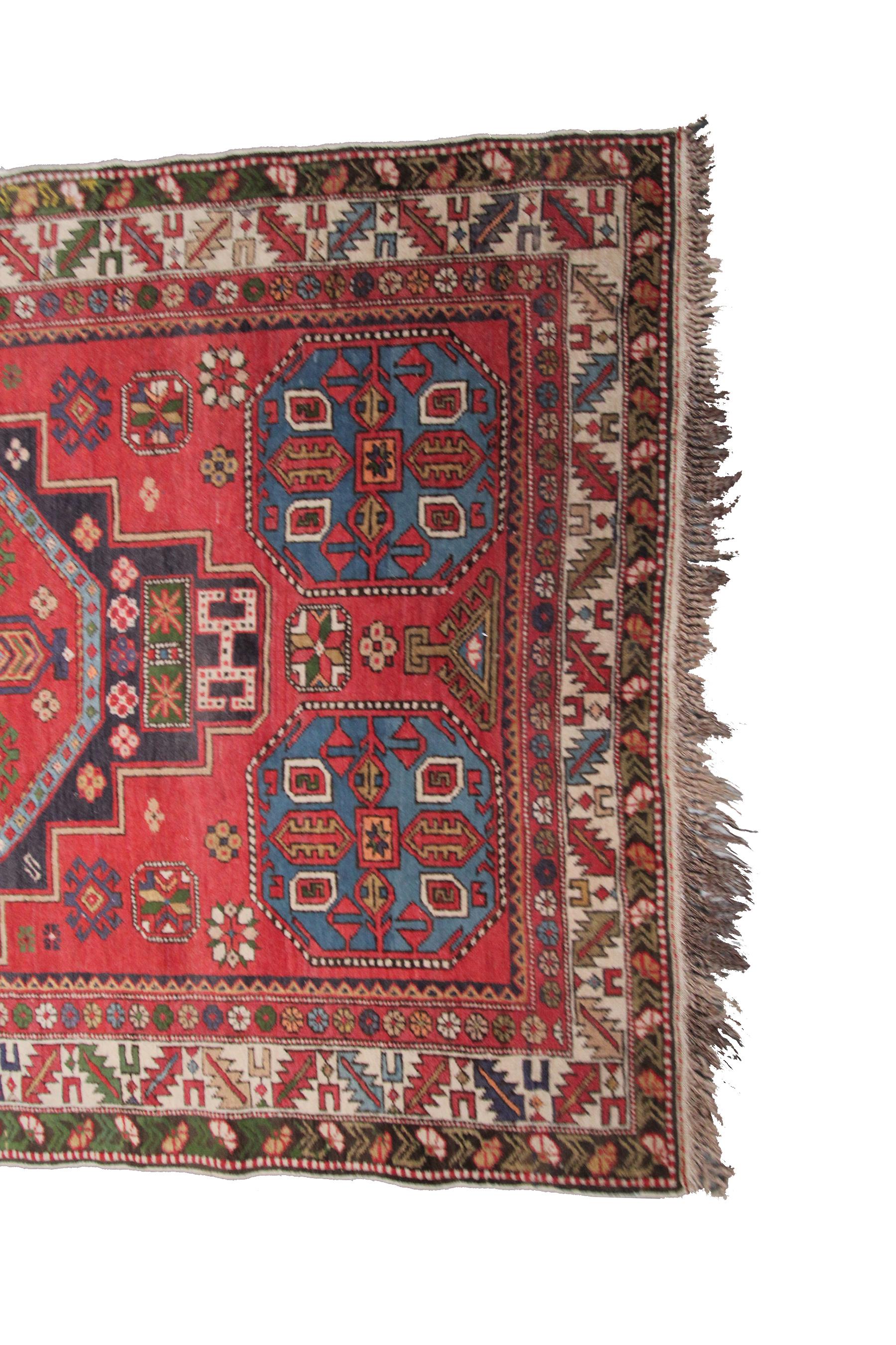 Antique Shirvan Caucasian Rug Caucasian Shirvan Rug Geometric Rug Tribal In Good Condition For Sale In New York, NY