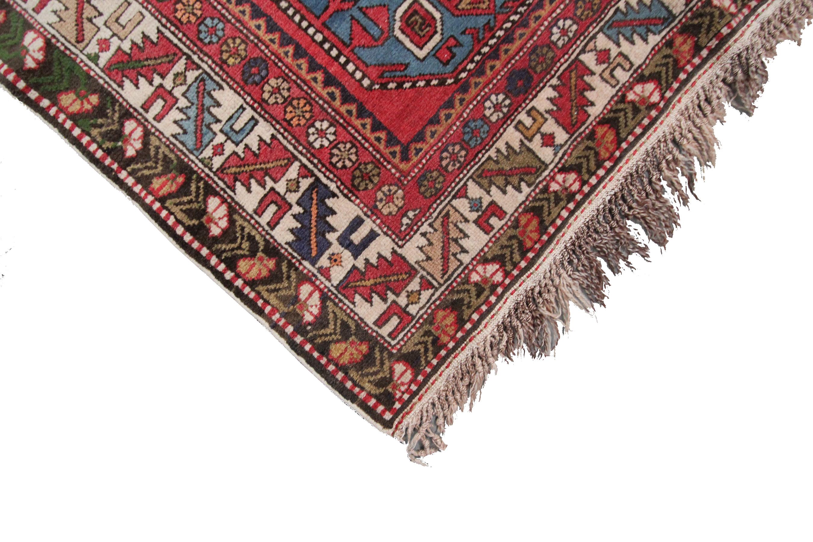 Antiker kaukasischer Schirwan-Teppich, Kaukasischer Schirwan-Teppich, geometrisch, 4x6, Stammeskunst (Wolle) im Angebot