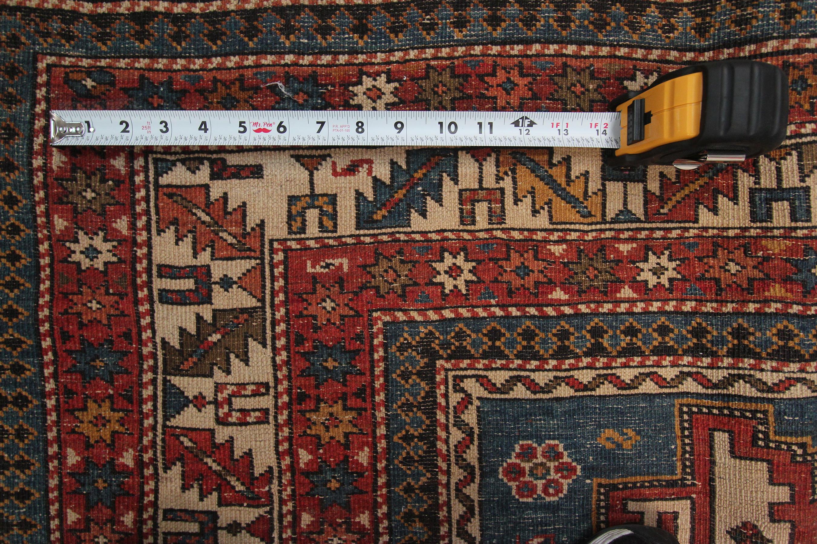 Antique Shirvan Caucasian Rug Caucasian Shirvan Rug Wool Foundation Geometric For Sale 4