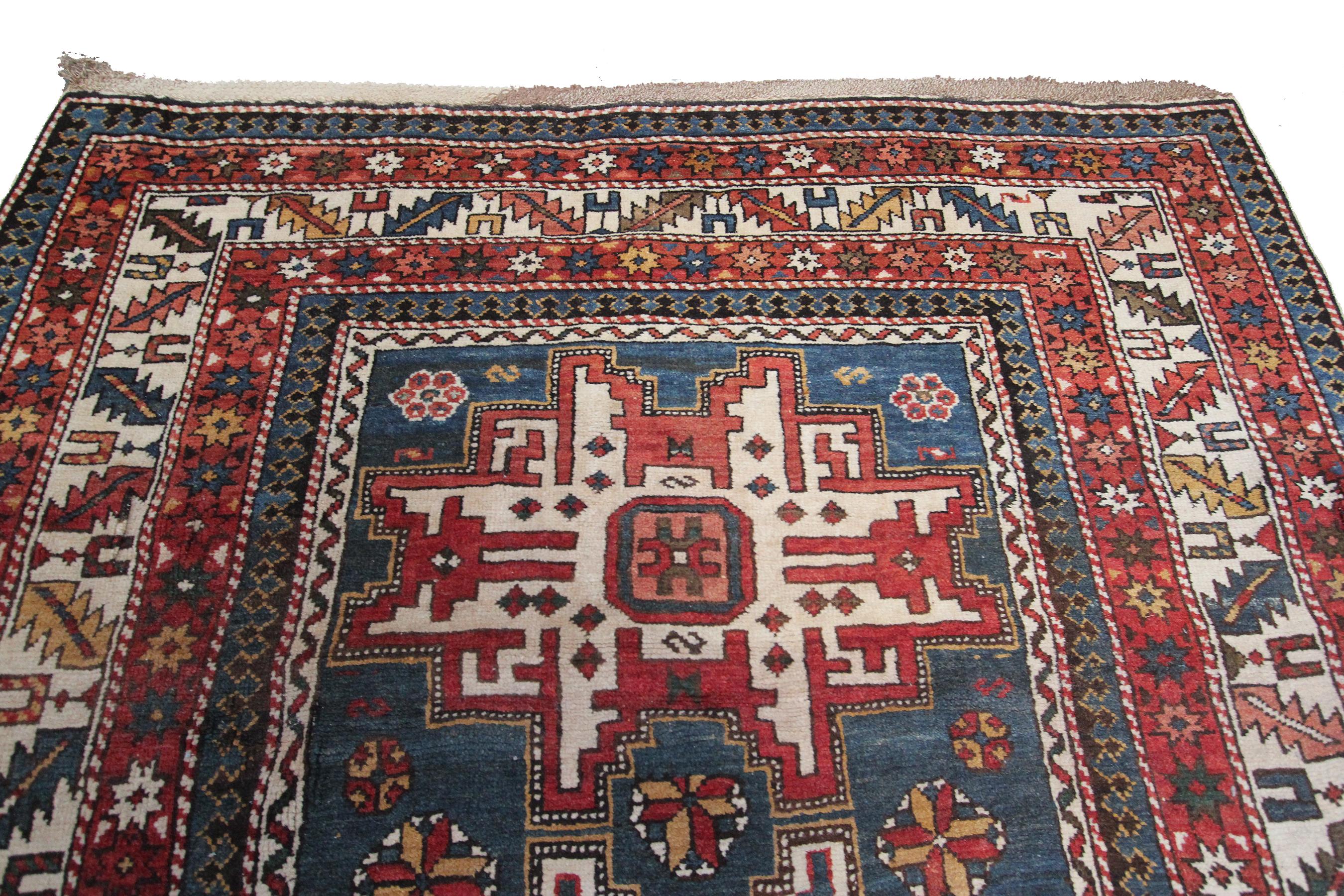 Antique Shirvan Caucasian Rug Caucasian Shirvan Rug Wool Foundation Geometric For Sale 1