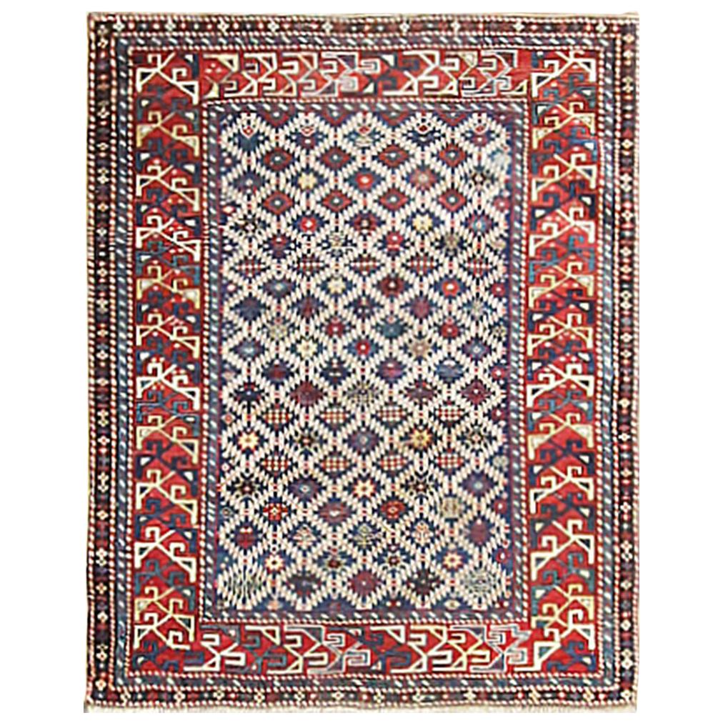 Antiker kaukasischer Shirvan-/Kuba-Teppich, 3" x 4'2"