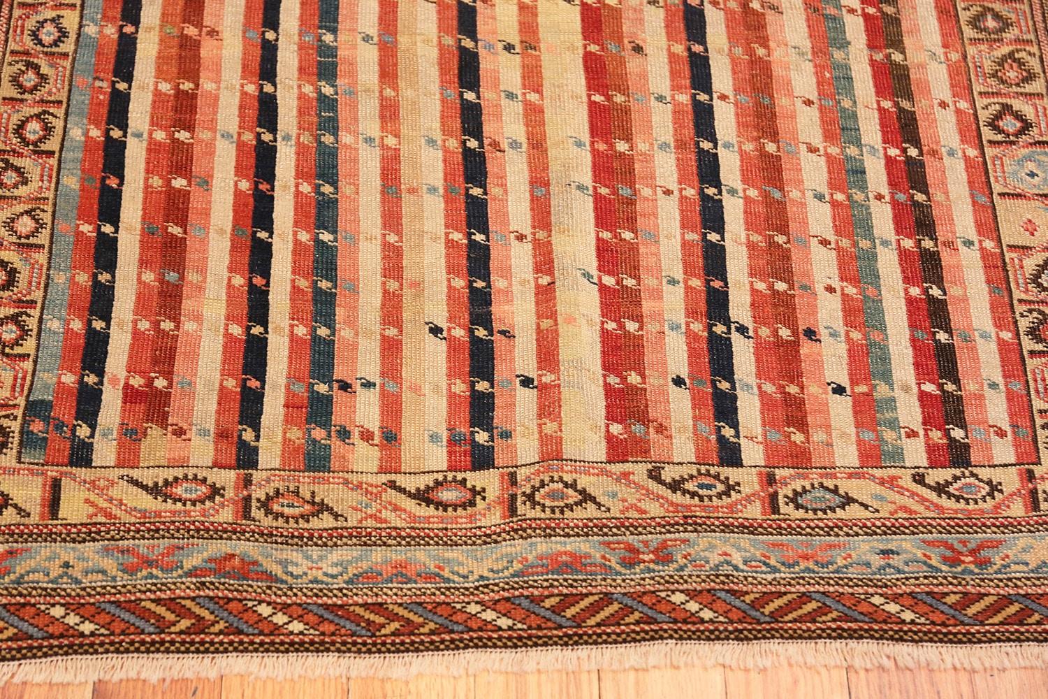Hand-Knotted Antique Shirvan Caucasian Rug. Size: 3 ft 9 in x 5 ft 9 in (1.14 m x 1.75 m) 