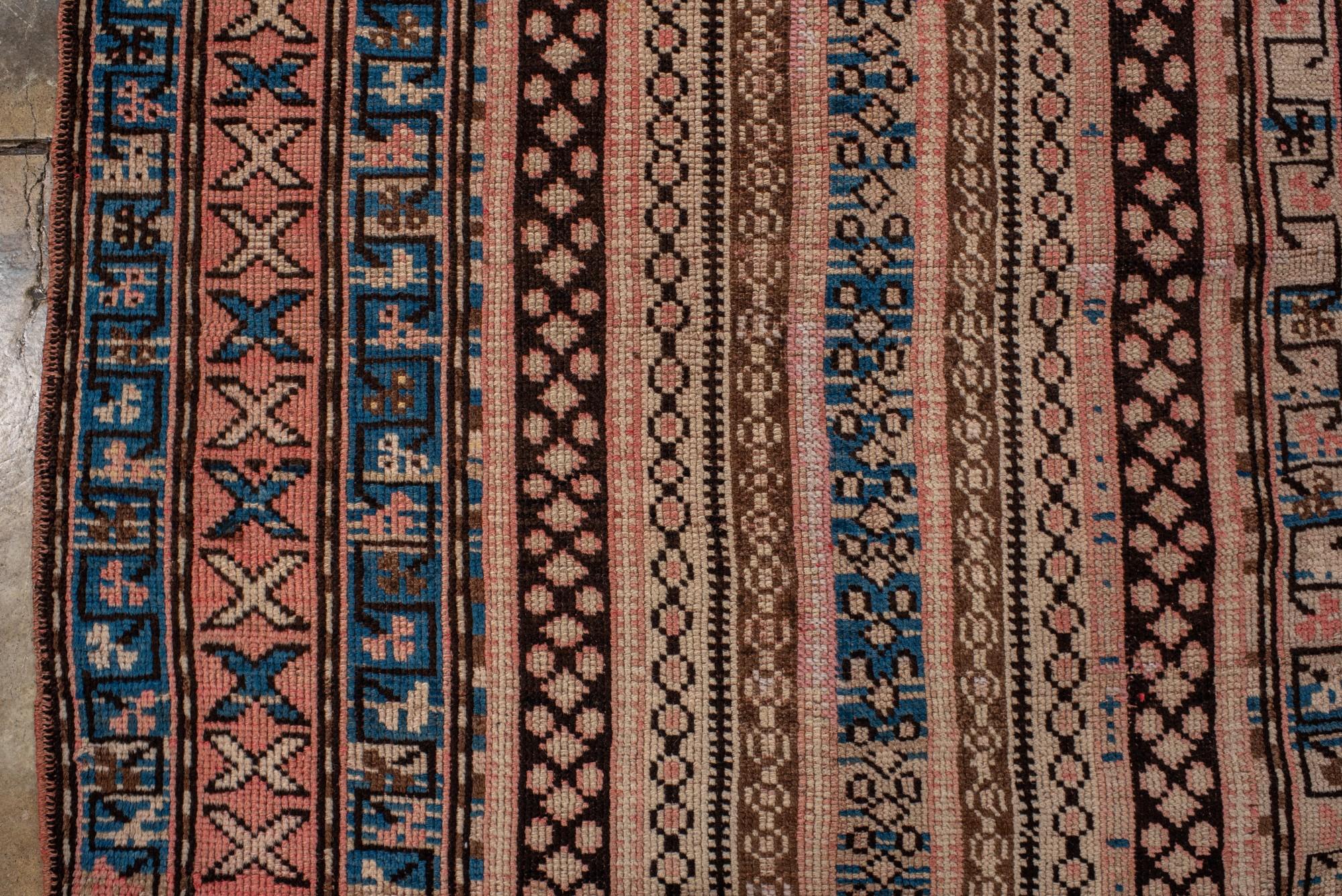 Antique Shirvan Caucasian Rug with Striped Field and Tribal Borders im Zustand „Gut“ im Angebot in New York, NY