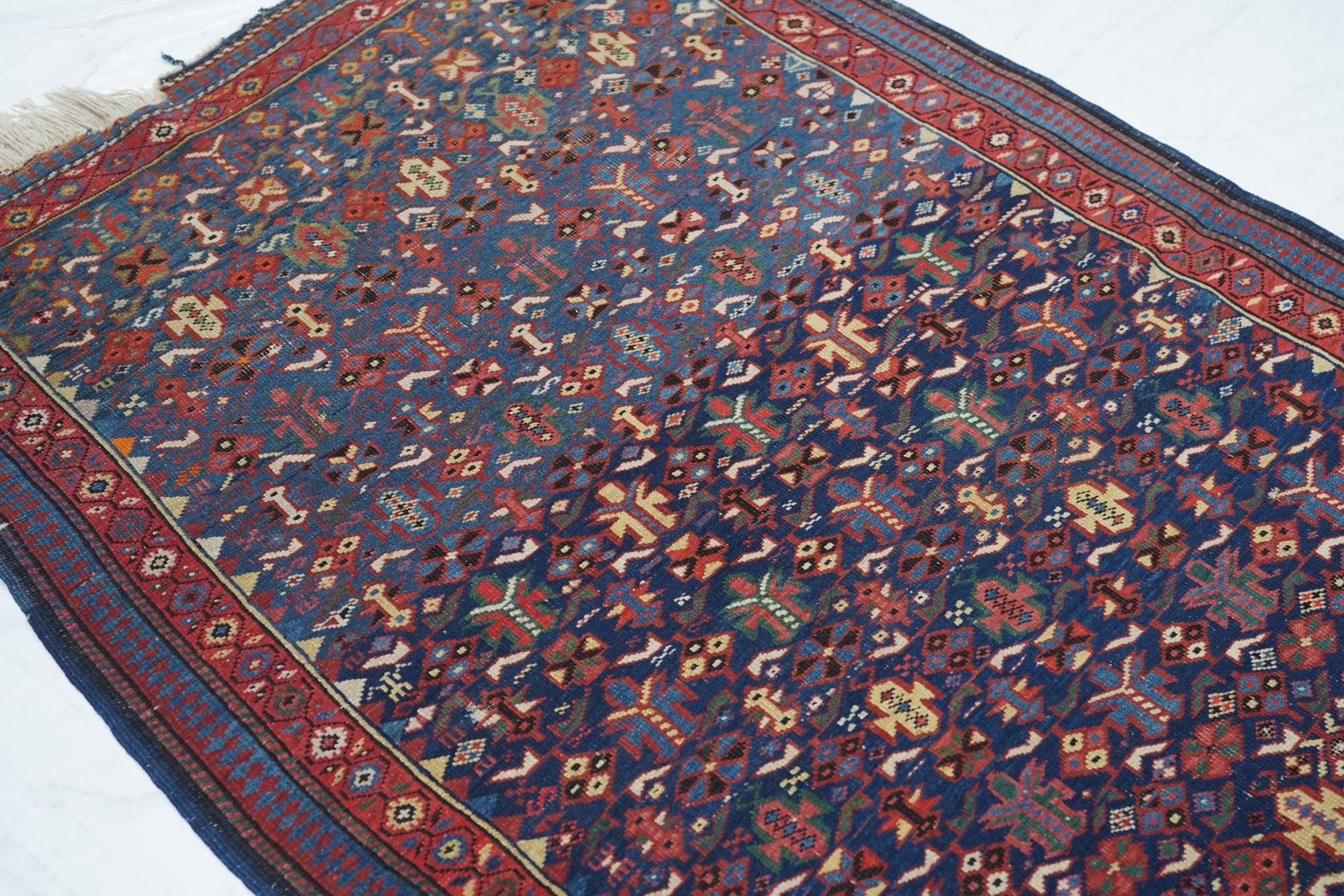 XX secolo Tappeto antico Shirvan-Kuba 3'6'' x 5'5'' in vendita