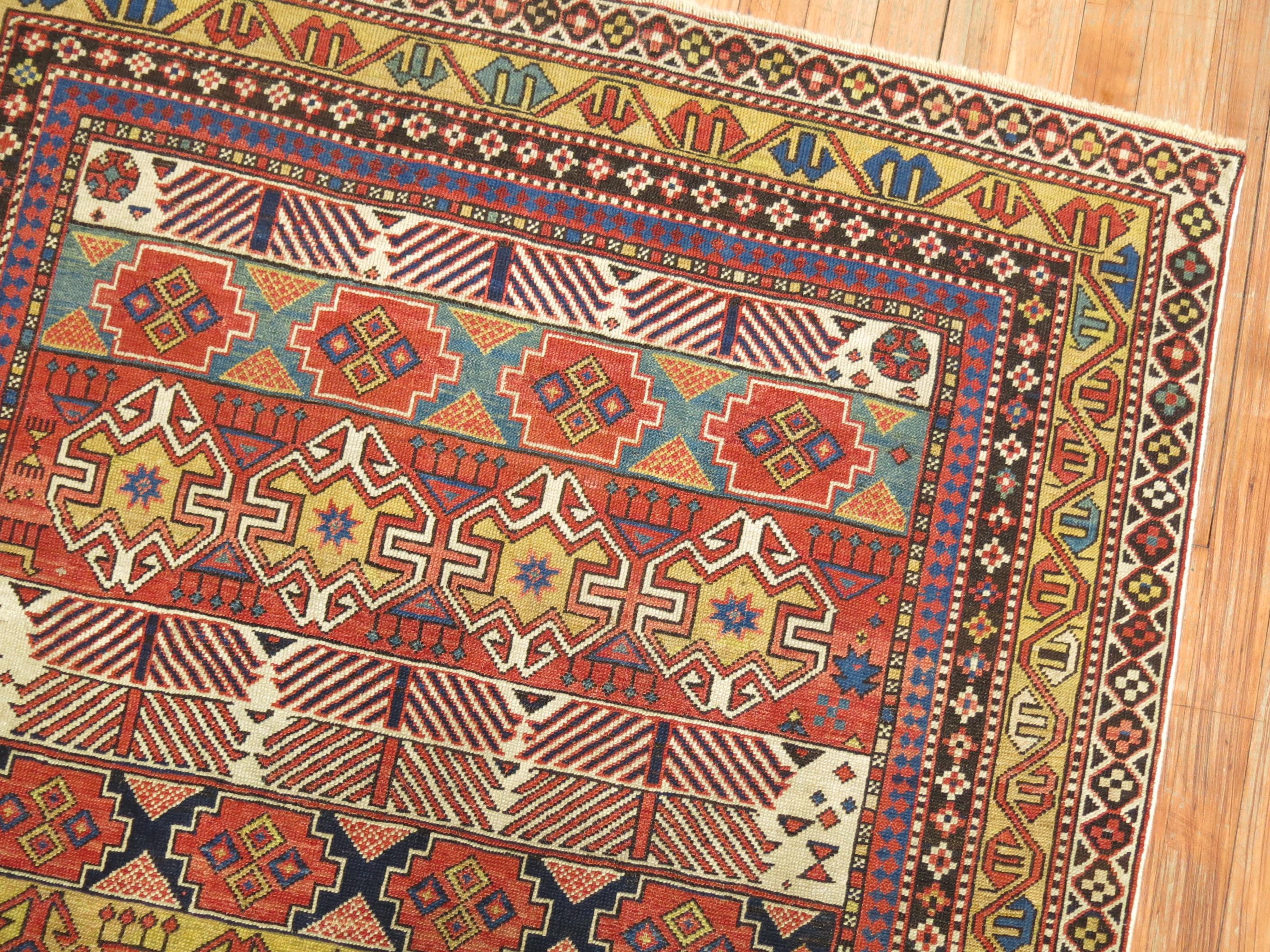 Zabihi Collection Late 19th Century Antique Shirvan Kuba Rug In Good Condition For Sale In New York, NY
