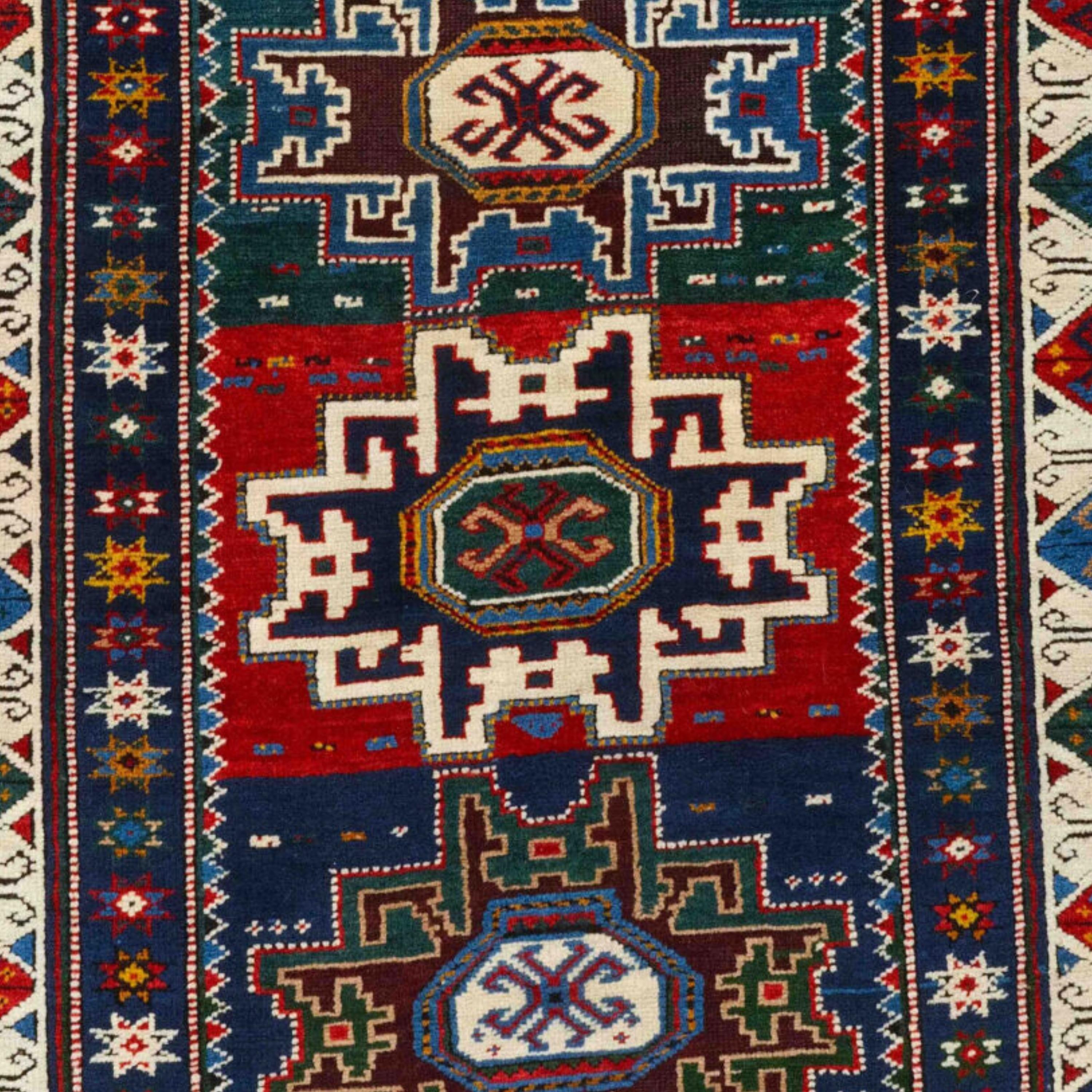 Antiker Shirvan Lezgi-Teppich - Mitte des 19. Jahrhunderts Lezgi-Teppich, kaukasischer Teppich (Kaukasisch) im Angebot