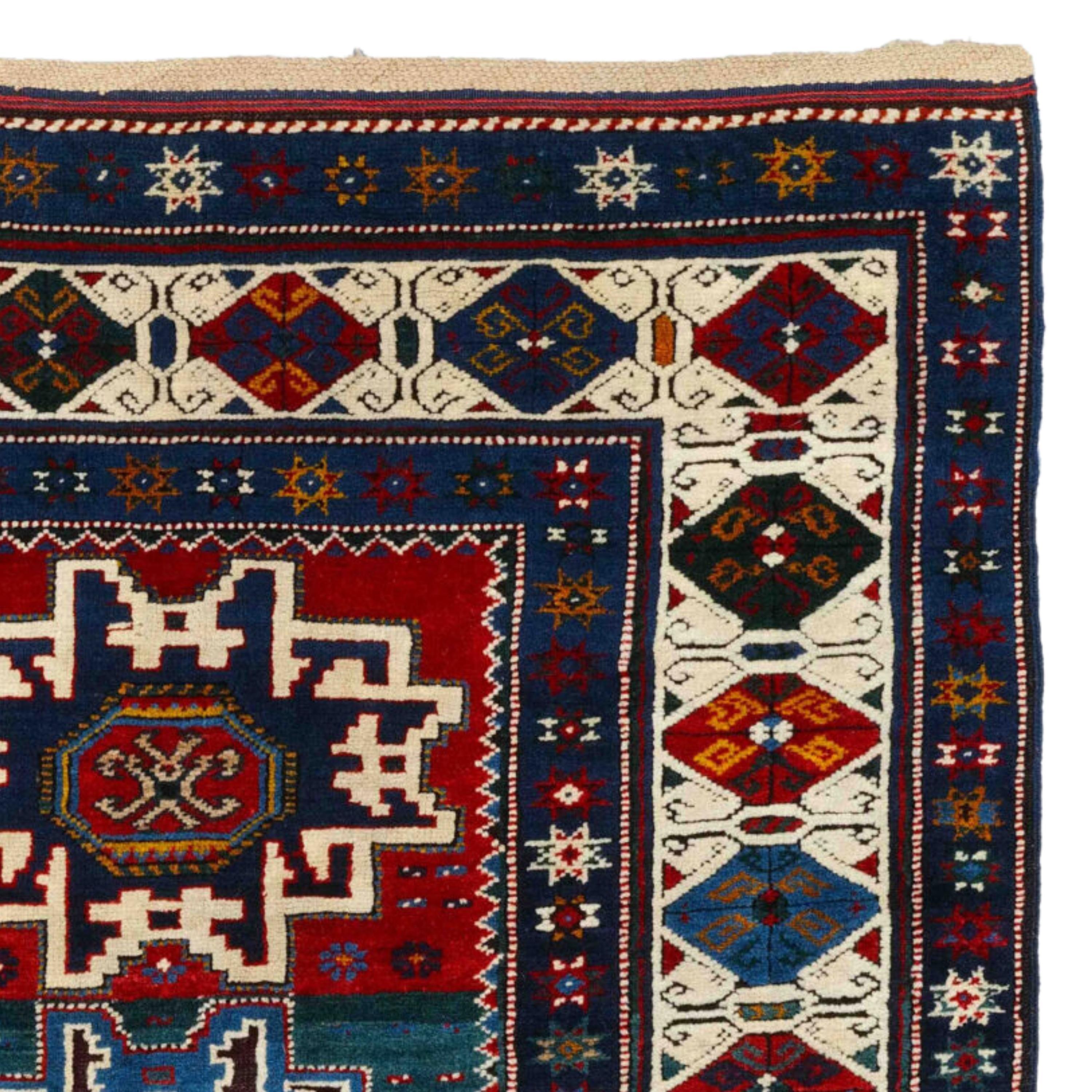 Wool Antique Shirvan Lezgi Rug - Middle of 19th Century Lezgi Rug, Caucasian Rug For Sale