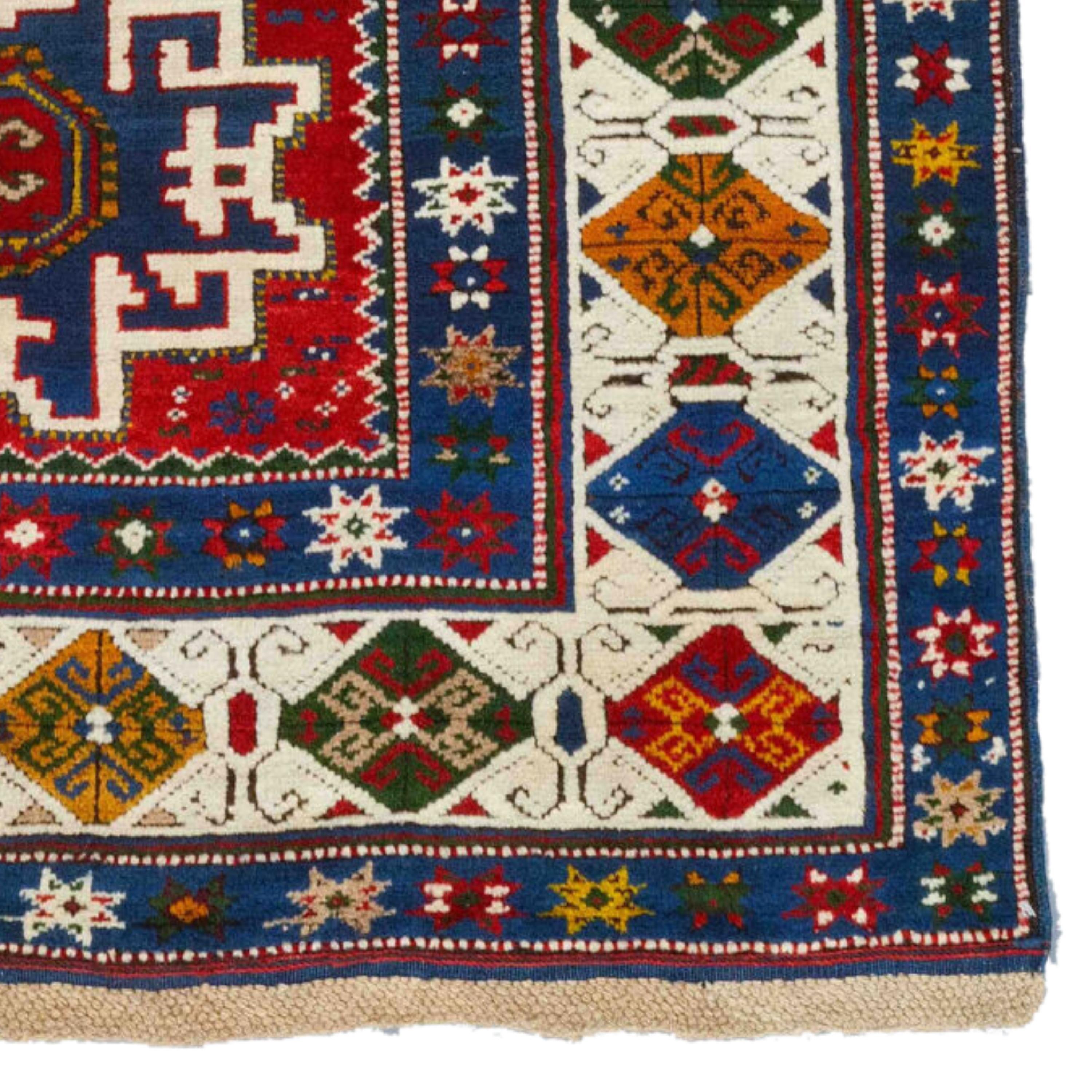 Antiker Shirvan Lezgi-Teppich - Mitte des 19. Jahrhunderts Lezgi-Teppich, kaukasischer Teppich (Wolle) im Angebot