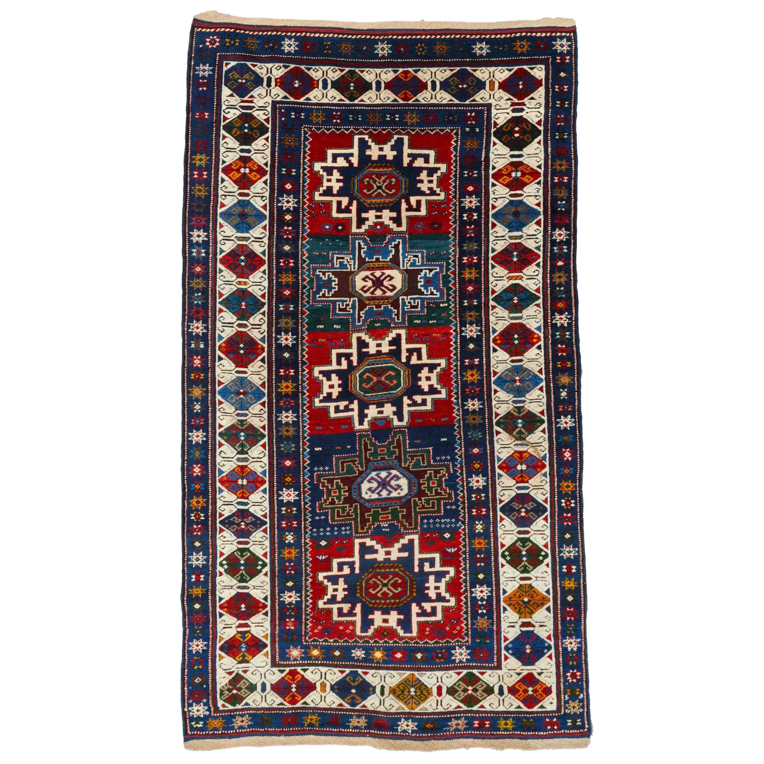 Antiker Shirvan Lezgi-Teppich - Mitte des 19. Jahrhunderts Lezgi-Teppich, kaukasischer Teppich im Angebot