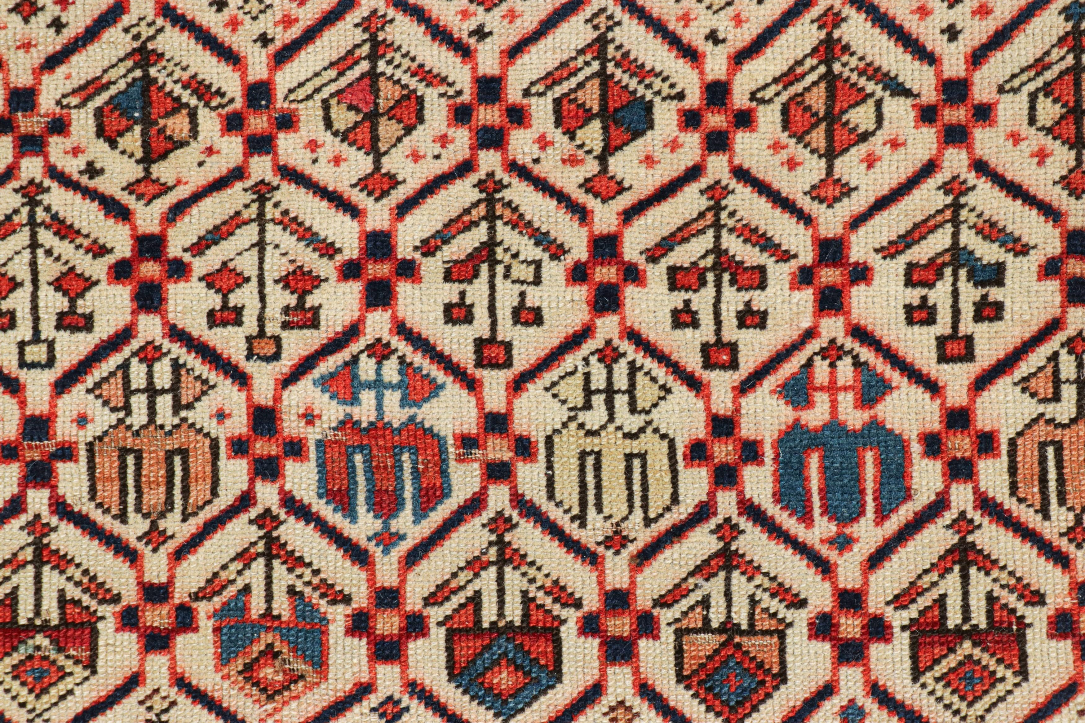 Antiker Schirwan Persischer Läufer Teppich, Polychromatisches Gebets Design - Rug & Kilim (Handgeknüpft) im Angebot