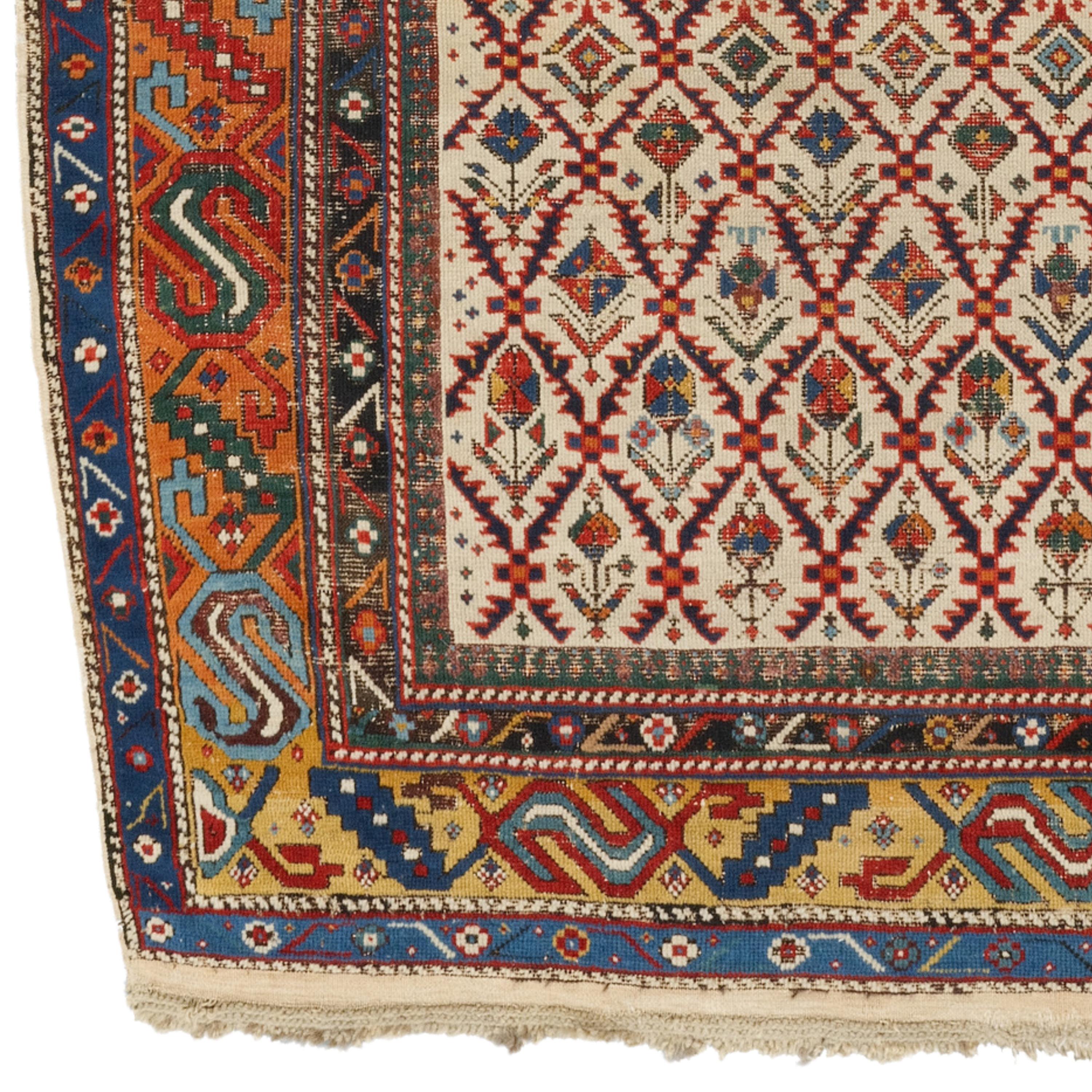 Late of the 19th Century Caucasian Prayer Shirvan Rug
Size : 130 x 167 cm

This impressive late 19th-century Shirvan Carpet is a masterpiece reflecting the elegant and sophisticated craftsmanship of a historic period.

Rich Patterns: The carpet is