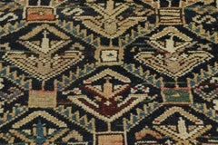 Antique Shirvan Runner with Tribal Star & Ram’s Horn Motifs - Rug & Kilim
