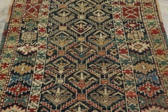 Antique Shirvan Runner with Tribal Star & Ram’s Horn Motifs - Rug & Kilim