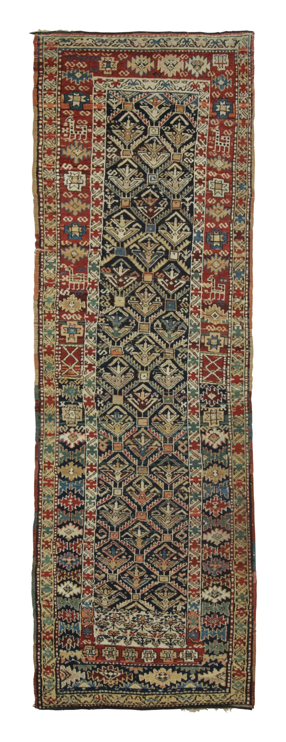 Antique Shirvan Runner with Tribal Star & Ram’s Horn Motifs - Rug & Kilim For Sale