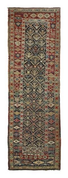 Antique Shirvan Runner with Tribal Star & Ram’s Horn Motifs - Rug & Kilim